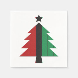 Red Black Green Kinara Christmas Tree Kwanzaa Serviette