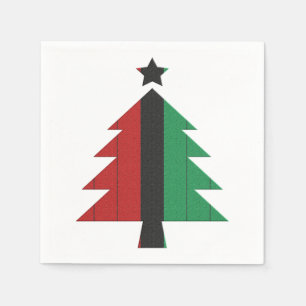 Red Black Green Kinara Christmas Tree Kwanzaa Serviette