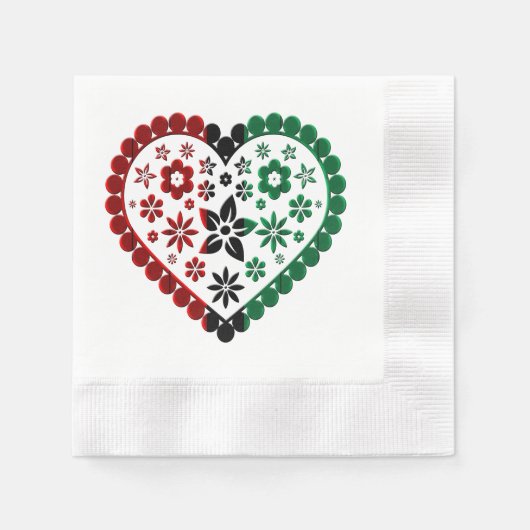 Red Black Green Kinara Colors Heart Happy Kwanzaa Serviette (Vorderseite)