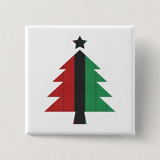 Red Black Green Kinara Kwanzaa Weihnachtsbaum Button (Vorderseite)