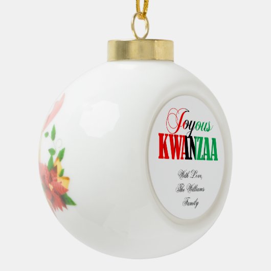 Red Black Green Kinara Striped Joyous Kwanzaa Keramik Kugel-Ornament (Links)