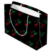 Red Black Green Kinara Typografie Happy Kwanzaa Große Geschenktüte (Rückseite Schrägansicht)