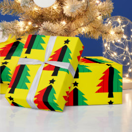 Red Black Green Kwanzaa Weihnachtsbaum Gelb Geschenkpapier
