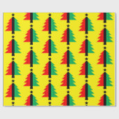 Red Black Green Kwanzaa Weihnachtsbaum Gelb Geschenkpapier (Flach)