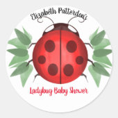 Red Black Green Ladybug Watercolor Babydusche Runder Aufkleber (Vorderseite)