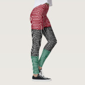 Red Black Green Maze African Mud Cloud Leggings (Rechts)