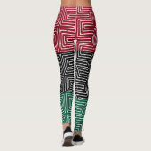 Red Black Green Maze African Mud Cloud Leggings (Rückseite)