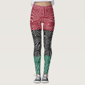 Red Black Green Maze African Mud Cloud Leggings (Vorderseite)