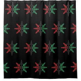 Red Black Green Snowflakes Kwanzaa Hintergrund Dus Duschvorhang