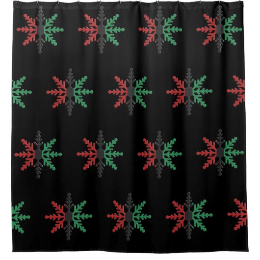 Red Black Green Snowflakes Kwanzaa Hintergrund Dus Duschvorhang (Vorderseite)