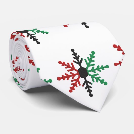Red Black Green Snowflakes Pattern Kwanzaa Neck Ti Krawatte (Gerollt)