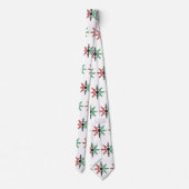 Red Black Green Snowflakes Pattern Kwanzaa Neck Ti Krawatte (Rückseite)