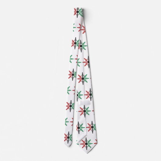 Red Black Green Snowflakes Pattern Kwanzaa Neck Ti Krawatte (Rückseite)