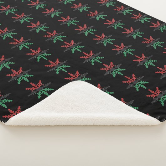 Red Black Green Snowflakes Pattern Kwanzaa Sherpadecke (3/4)