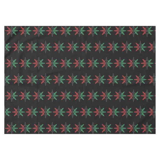 Red Black Green Snowflakes Pattern Kwanzaa Tischdecke (Vorderseite (Horizontal))