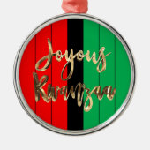 Red Black Green Strip Muster Joyous Kwanzaa Ornament Aus Metall (Vorne)
