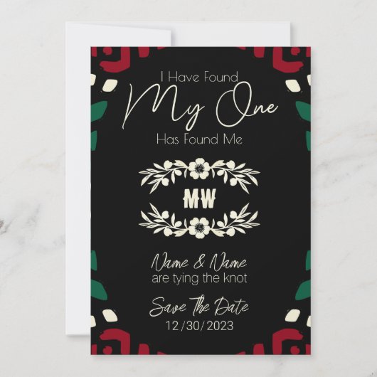 Red Black Green Tribal African Save the Date (Vorderseite)