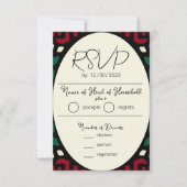 Red Black Green Tribal African Wedding RSVP Karte (Vorderseite)