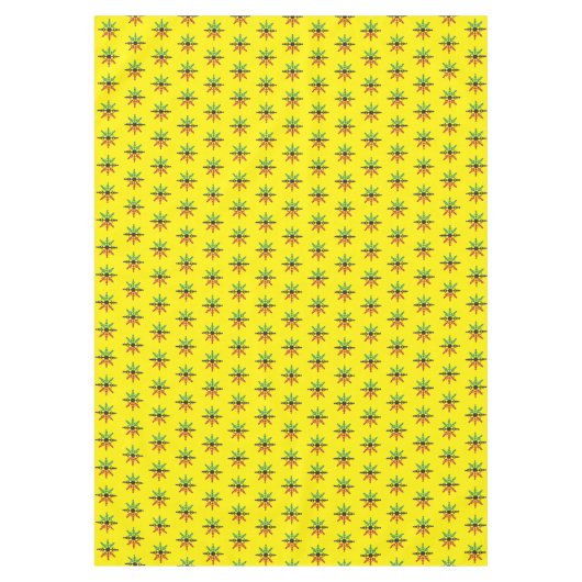 Red Black Green Yellow Snowflakes Pattern Kwanzaa Tischdecke (Vorderseite)