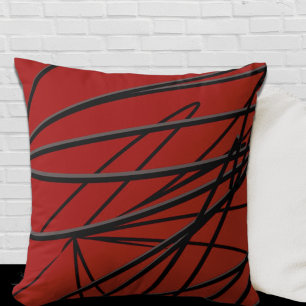 Red Black Grey Modern Elegant Abstract Kissen