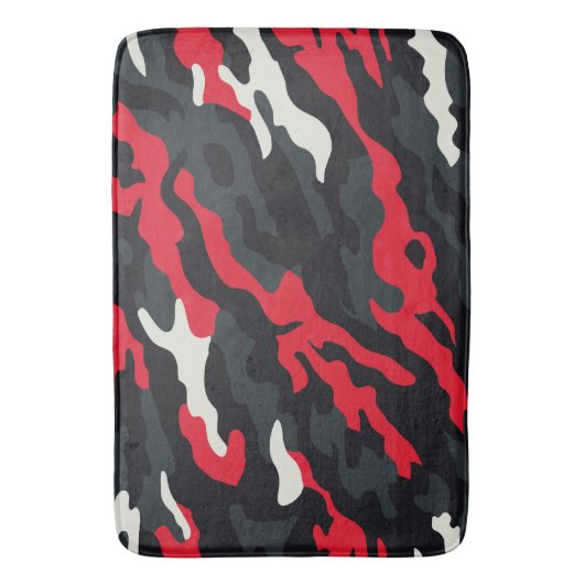 Red Black Grey White Camouflage Camouflage Pattern Badematte (Vorderseite Vertikal)