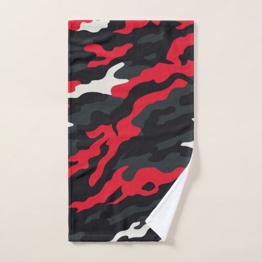 Red Black Grey White Camouflage Camouflage Pattern Badhandtuch Set (Handtuch)