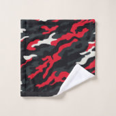 Red Black Grey White Camouflage Camouflage Pattern Badhandtuch Set (Waschlappen)