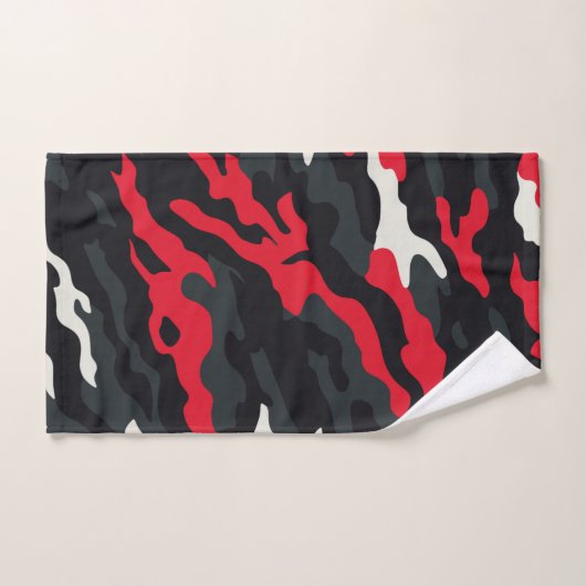 Red Black Grey White Camouflage Camouflage Pattern Badhandtuch Set (Handtuch)