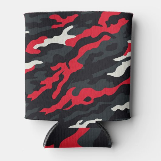 Red Black Grey White Camouflage Camouflage Pattern Dosenkühler (Vorderseite)