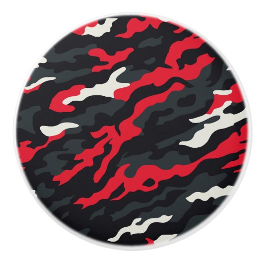 Red Black Grey White Camouflage Camouflage Pattern Keramikknauf (Vorderseite)
