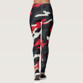 Red Black Grey White Camouflage Camouflage Pattern Leggings (Rückseite)