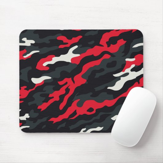 Red Black Grey White Camouflage Camouflage Pattern Mousepad (Mit Mouse)