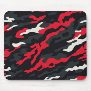 Red Black Grey White Camouflage Camouflage Pattern Mousepad