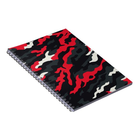 Red Black Grey White Camouflage Camouflage Pattern Notizblock (Rechte Seite)