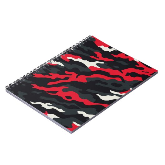 Red Black Grey White Camouflage Camouflage Pattern Notizblock (Linke Seite)