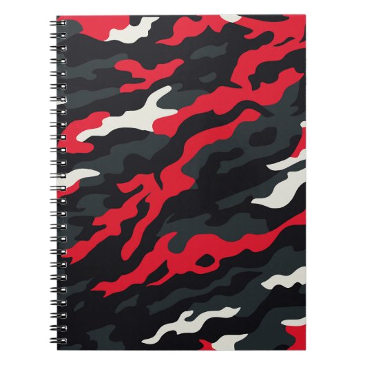 Red Black Grey White Camouflage Camouflage Pattern Notizblock (Vorderseite)