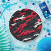 Red Black Grey White Camouflage Camouflage Pattern Pappteller (Party)