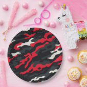 Red Black Grey White Camouflage Camouflage Pattern Pappteller (Party)