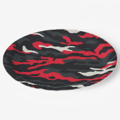 Red Black Grey White Camouflage Camouflage Pattern Pappteller (Schrägansicht)