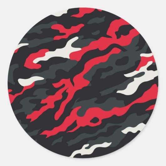 Red Black Grey White Camouflage Camouflage Pattern Runder Aufkleber (Vorderseite)