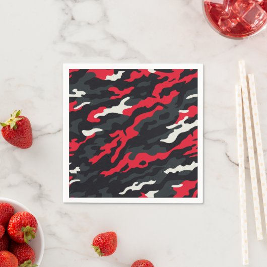 Red Black Grey White Camouflage Camouflage Pattern Serviette (Beispiel)