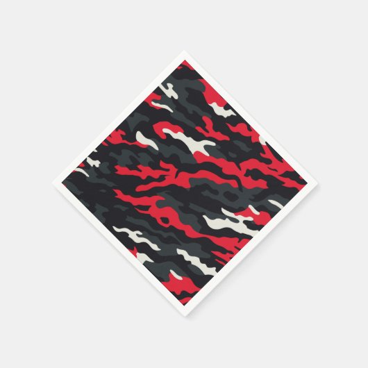 Red Black Grey White Camouflage Camouflage Pattern Serviette (Ecke)