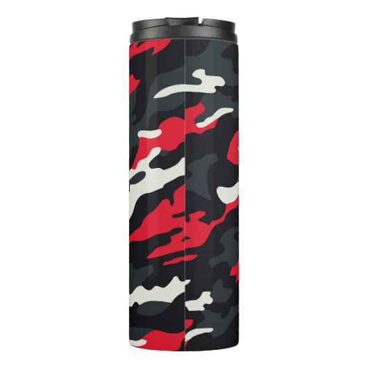 Red Black Grey White Camouflage Camouflage Pattern Thermosbecher (Rückseite)