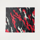 Red Black Grey White Camouflage Camouflage Pattern Wandteppich (Vorderseite (Horizontal))