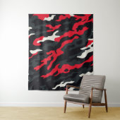 Red Black Grey White Camouflage Camouflage Pattern Wandteppich (Beispiel)