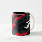 Red Black Grey White Camouflage Camouflage Pattern Zweifarbige Tasse (VorderseiteRechts)