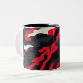 Red Black Grey White Camouflage Camouflage Pattern Zweifarbige Tasse (Vorderseite Links)