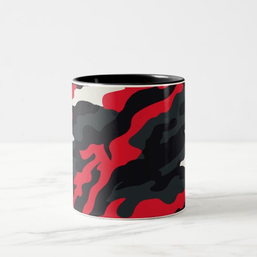 Red Black Grey White Camouflage Camouflage Pattern Zweifarbige Tasse (Mittel)