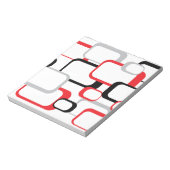 Red Black Grey White Retro Squares Muster Notizblock (Rotiert)
