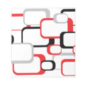 Red Black Grey White Retro Squares Muster Notizblock (Vorderseite)